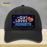 This Girl Loves Her Hornets Novelty License Plate Hat Unconstructed Cotton / Black