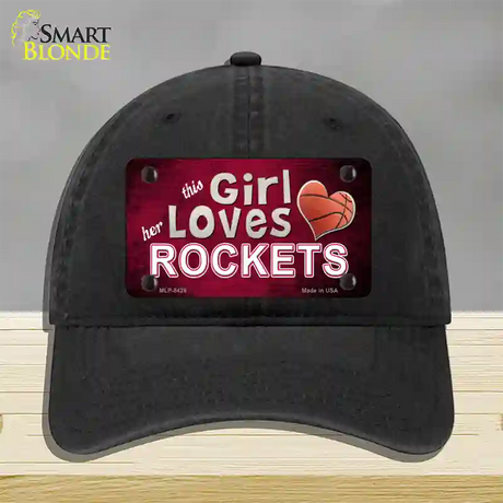 This Girl Loves Her Rockets Novelty License Plate Hat Unconstructed Cotton / Black