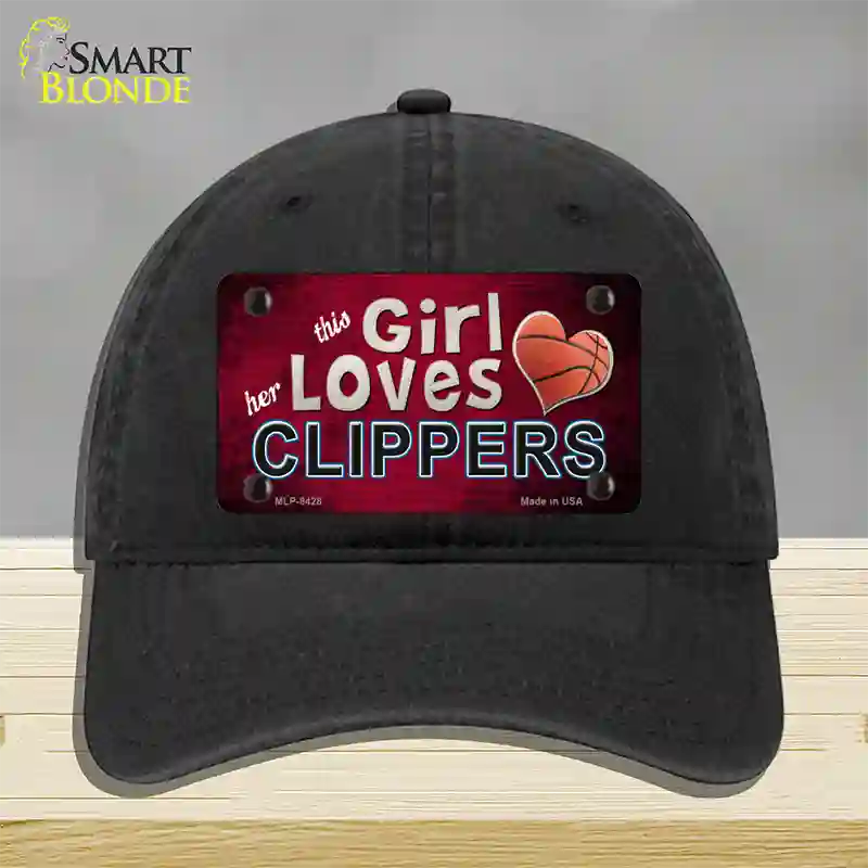 This Girl Loves Her Clippers Novelty License Plate Hat Unconstructed Cotton / Black