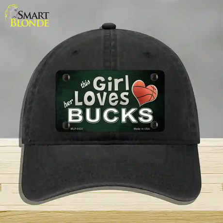 This Girl Loves Her Bucks Novelty License Plate Hat Unconstructed Cotton / Black