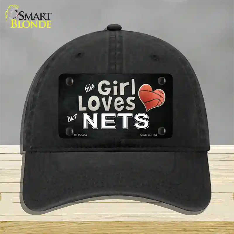 This Girl Loves Her Nets Novelty License Plate Hat Unconstructed Cotton / Black