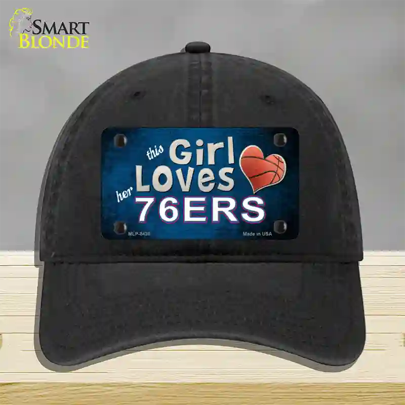 This Girl Loves Her 76ers Novelty License Plate Hat Unconstructed Cotton / Black