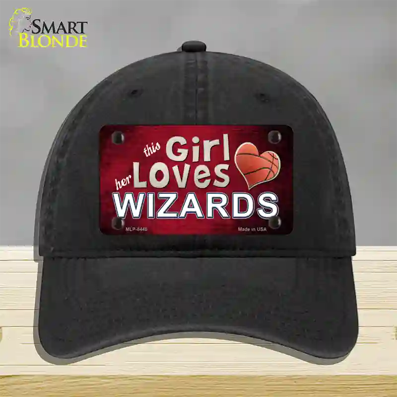 This Girl Loves Her Wizards Novelty License Plate Hat Unconstructed Cotton / Black