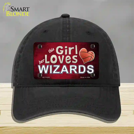 This Girl Loves Her Wizards Novelty License Plate Hat Unconstructed Cotton / Black