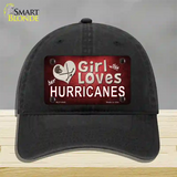 This Girl Loves Her Hurricanes Novelty License Plate Hat Unconstructed Cotton / Black