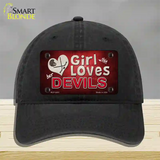 This Girl Loves Her Devils Novelty License Plate Hat Unconstructed Cotton / Black