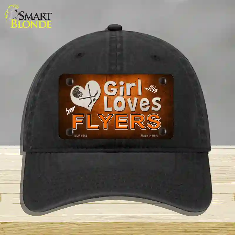 This Girl Loves Her Flyers Novelty License Plate Hat Unconstructed Cotton / Black