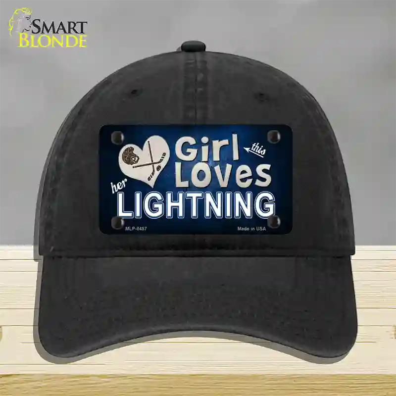 This Girl Loves Her Lightning Novelty License Plate Hat Unconstructed Cotton / Black