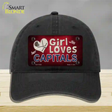 This Girl Loves Her Capitals Novelty License Plate Hat Unconstructed Cotton / Black