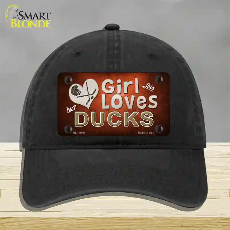 This Girl Loves Her Ducks Novelty License Plate Hat Unconstructed Cotton / Black