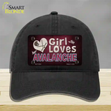 This Girl Loves Her Avalanche Novelty License Plate Hat Unconstructed Cotton / Black