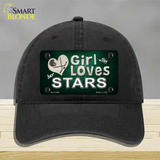 This Girl Loves Her Stars Novelty License Plate Hat Unconstructed Cotton / Black