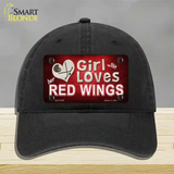 This Girl Loves Her Red Wings Novelty License Plate Hat Unconstructed Cotton / Black