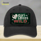 This Girl Loves Her Wild Novelty License Plate Hat Unconstructed Cotton / Black