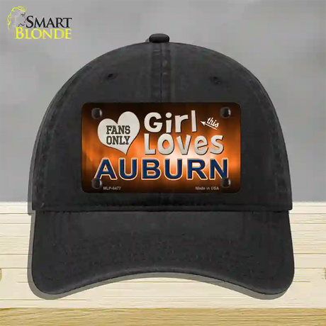 This Girl Loves Auburn Novelty License Plate Hat Unconstructed Cotton / Black