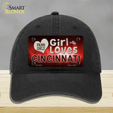 This Girl Loves Cincinnati Novelty License Plate Hat Unconstructed Cotton / Black