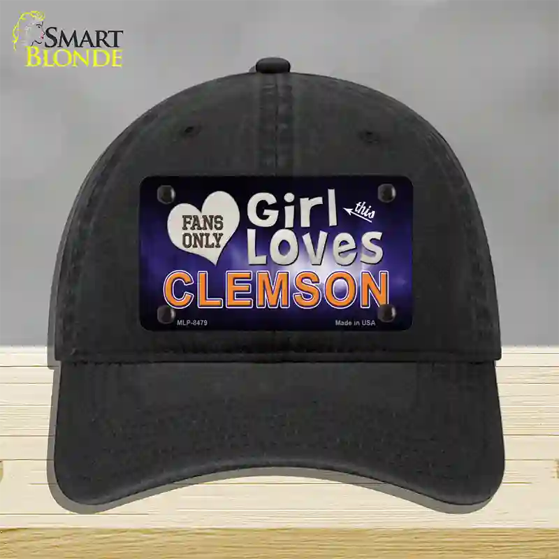 This Girl Loves Clemson Novelty License Plate Hat Unconstructed Cotton / Black