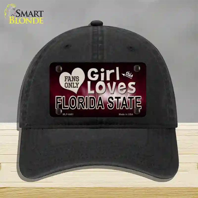 This Girl Loves Florida State Novelty License Plate Hat Unconstructed Cotton / Black