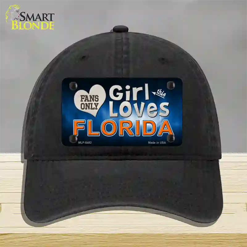 This Girl Loves Florida Novelty License Plate Hat Unconstructed Cotton / Black