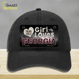 This Girl Loves Georgia Novelty License Plate Hat Unconstructed Cotton / Black