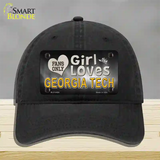 This Girl Loves Georgia Tech Novelty License Plate Hat Unconstructed Cotton / Black