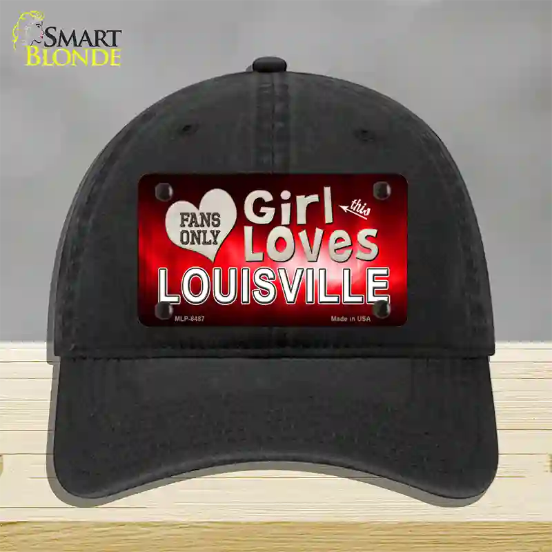 This Girl Loves Louisville Novelty License Plate Hat Unconstructed Cotton / Black