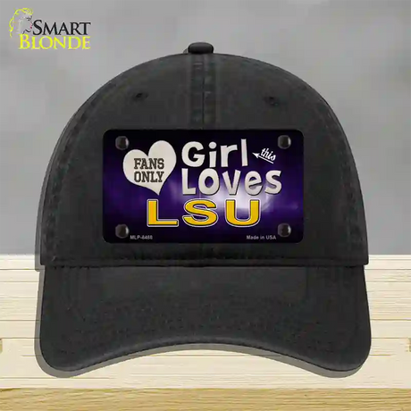 This Girl Loves LSU Novelty License Plate Hat Unconstructed Cotton / Black