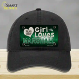 This Girl Loves Marshall Novelty License Plate Hat Unconstructed Cotton / Black