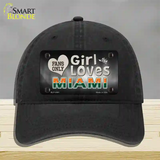 This Girl Loves Miami Novelty License Plate Hat Unconstructed Cotton / Black