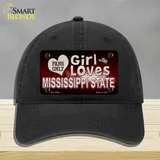 This Girl Loves Mississippi State Novelty License Plate Hat Unconstructed Cotton / Black