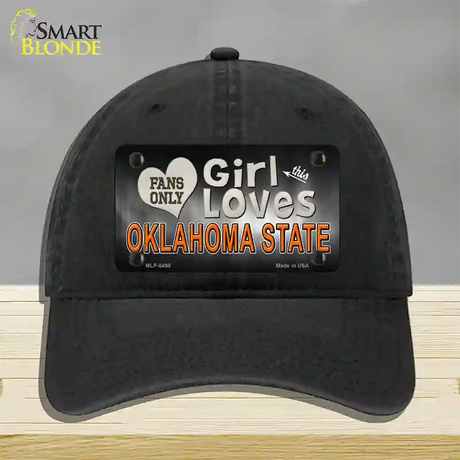 This Girl Loves Oklahoma State Novelty License Plate Hat Unconstructed Cotton / Black