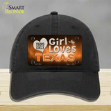 This Girl Loves Texas Novelty License Plate Hat Unconstructed Cotton / Black