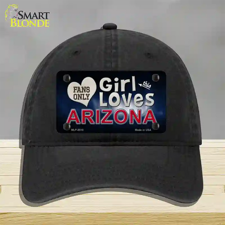 This Girl Loves Arizona Novelty License Plate Hat Unconstructed Cotton / Black