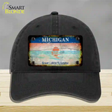 Michigan Rusty State Novelty License Plate Hat Unconstructed Cotton / Black