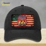 American Route 66 Neon Novelty License Plate Hat Unconstructed Cotton / Black