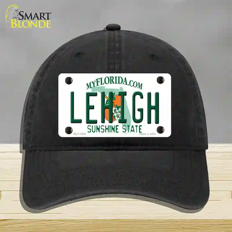 Lehigh FL Novelty License Plate Hat Unconstructed Cotton / Black