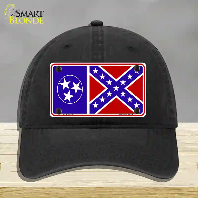 Confederate Flag Tennessee Novelty License Plate Hat Unconstructed Cotton / Black