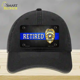 Retired Police Thin Blue Line Novelty License Plate Hat Unconstructed Cotton / Black