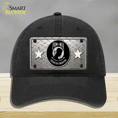 POW MIA Diamond Novelty License Plate Hat Unconstructed Cotton / Black