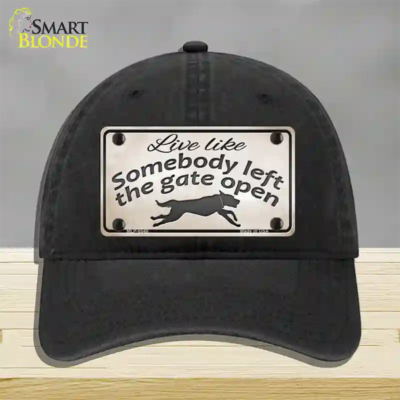 Gate Open Novelty License Plate Hat Unconstructed Cotton / Black