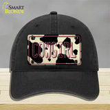 Cowgirl Cow Novelty License Plate Hat Unconstructed Cotton / Black