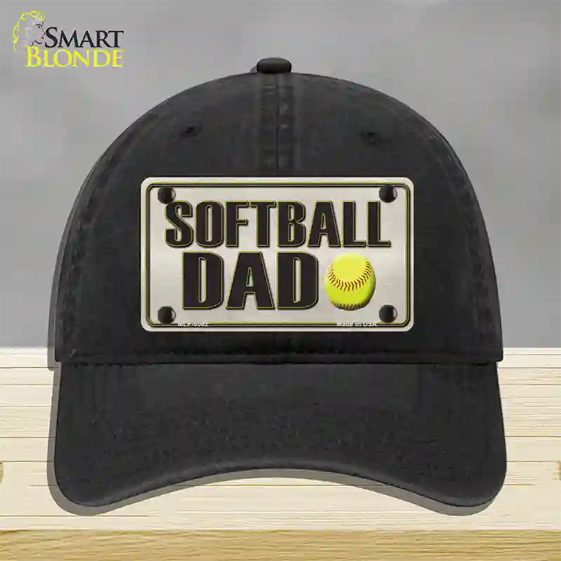 Softball Dad Novelty License Plate Hat Unconstructed Cotton / Black