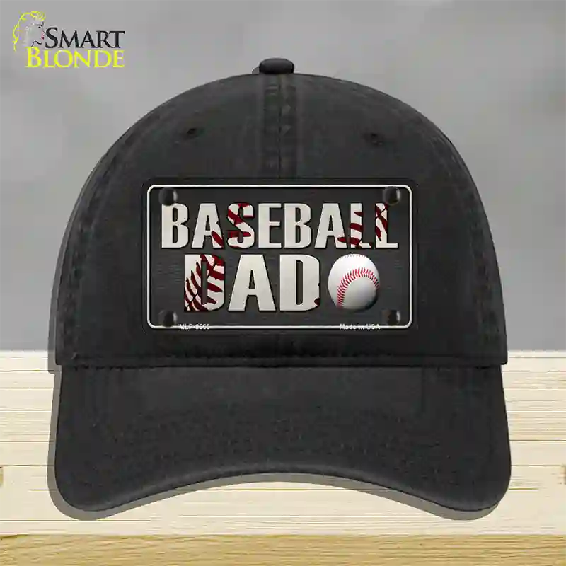 Baseball Dad Novelty License Plate Hat Unconstructed Cotton / Black