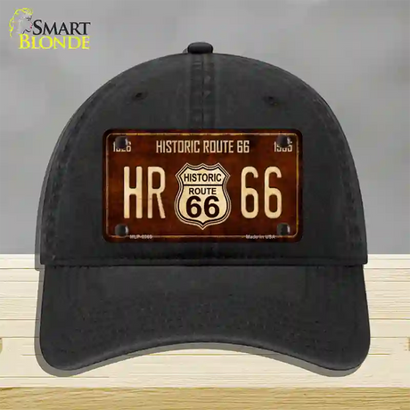 Historic Route 66 Vintage Novelty License Plate Hat Unconstructed Cotton / Black