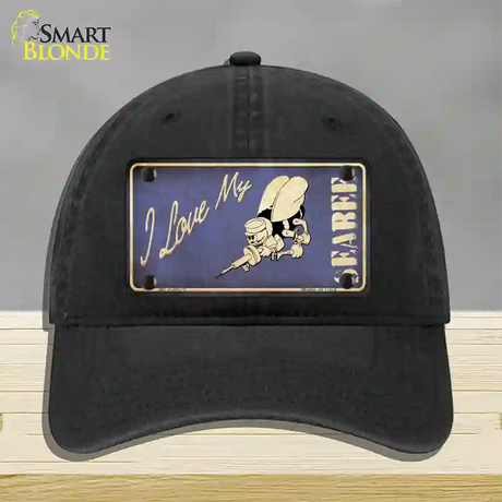 I Love My Seabee Novelty License Plate Hat Unconstructed Cotton / Black