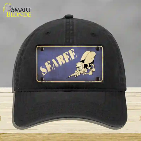 Seabee Novelty License Plate Hat Unconstructed Cotton / Black