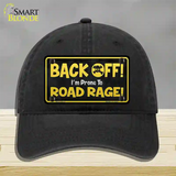 Back Off Road Rage Novelty License Plate Hat Unconstructed Cotton / Black