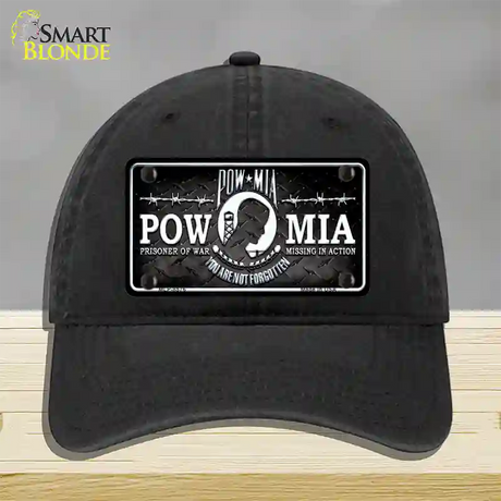 POW MIA Novelty License Plate Hat Unconstructed Cotton / Black