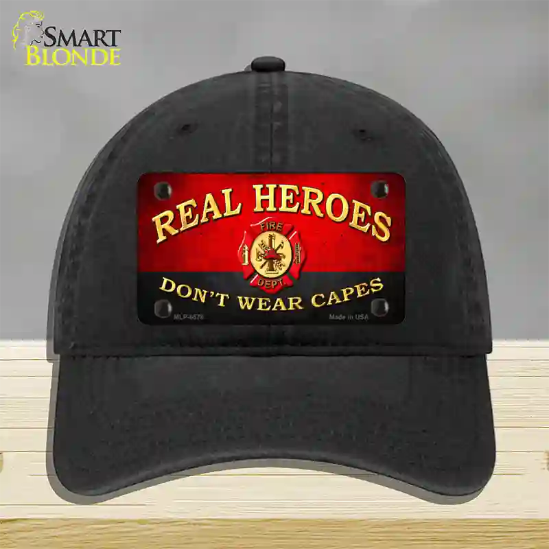 Real Heroes Red Novelty License Plate Hat Unconstructed Cotton / Black