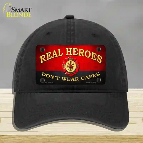 Real Heroes Red Novelty License Plate Hat Unconstructed Cotton / Black